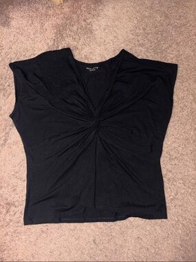 Ava & Viv Black Short-Sleeve Twist-Front Tee